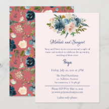 Blue Floral Waterverf Mehndi Sangeet Garba Invite