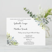 Blue Floral Waterverf Modern repetitiediner Kaart (Staand voorkant)