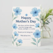 Blue Floral Waterverf Moederdag Kaart Gift (Staand voorkant)