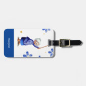 Blue Floral Waterverf Oma Bagagelabel (Voorkant horizontaal)
