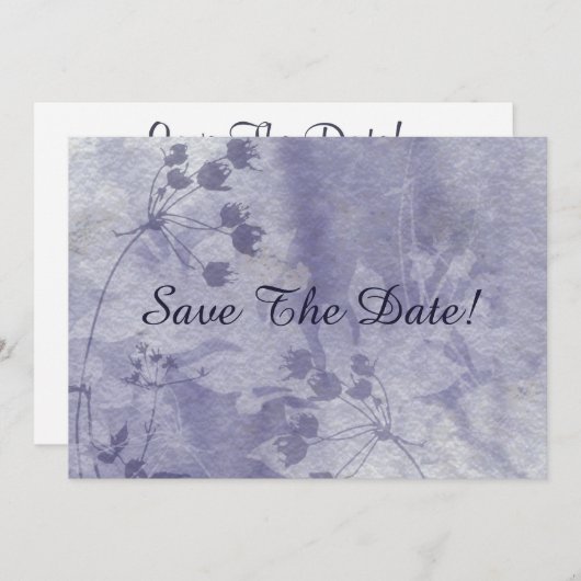 Blue Floral Waterverf Save the Date (Voorkant / Achterkant)