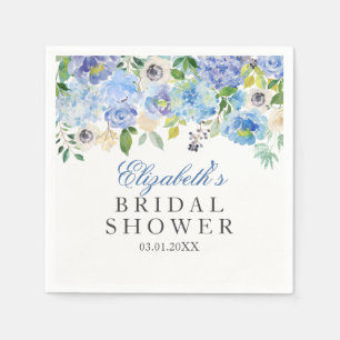 Blue Floral Waterverf Vrijgezellenfeest servetten