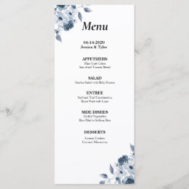 Blue Floral Waterverf Wedding or Event Menu
