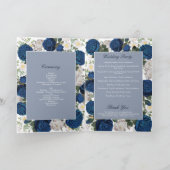 Blue Floral Waterverf Wedding Order of Service Programma (Binnen)