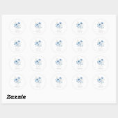 Blue Floral Waterverf Wedding Ronde Sticker (Vel)