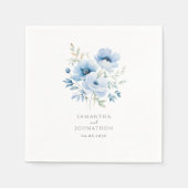 Blue Floral Waterverf Wedding Servet (Voorkant)