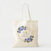 Blue Floral Wed Elegant Gold Glitter Geometric Tote Bag (Voorkant)
