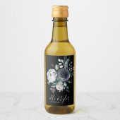 Blue Floral Weddenschap Mini Wine FlesLabel Wijn Etiket (Voorkant)