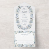 Blue Floral Wedding All In One Uitnodiging (Binnen)