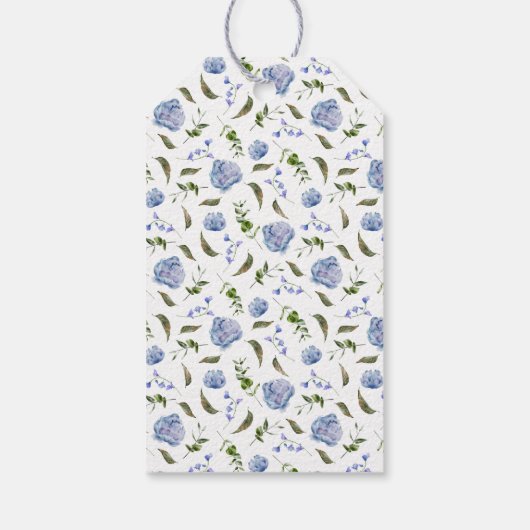 Blue Floral Wedding Bedankt Cadeaulabel (Achterkant)