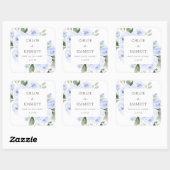 Blue Floral Wedding Cake Box Favor Sticker (Vel)