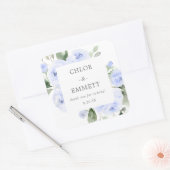 Blue Floral Wedding Cake Box Favor Sticker (Envelop)