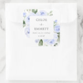 Blue Floral Wedding Cake Box Favor Sticker (Tas)