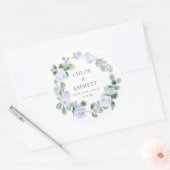Blue Floral Wedding Cake Box Favor Sticker (Envelop)