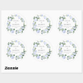 Blue Floral Wedding Cake Box Favor Sticker (Vel)
