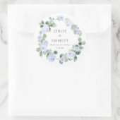 Blue Floral Wedding Cake Box Favor Sticker (Tas)
