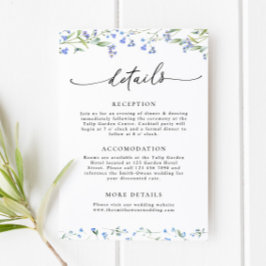 Blue Floral Wedding Details Enclosure Kaart
