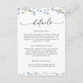 Blue Floral Wedding Details Enclosure Kaart (Voorkant)