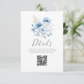 Blue Floral Wedding Details Flat Kaart (Staand voorkant)