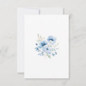 Blue Floral Wedding Details Flat Kaart (Achterkant)