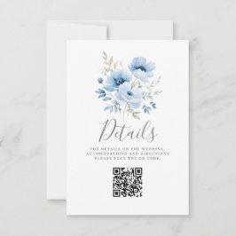 Blue Floral Wedding Details Flat Kaart