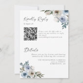 Blue Floral Wedding Elegant Watercolor QR Code Kaart (Achterkant)