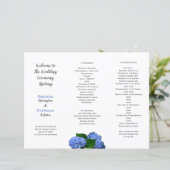 Blue Floral Wedding Folded Ceremony Programme (Staand voorkant)