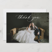 Blue Floral Wedding Foto Bedankkaart (Voorkant)