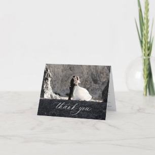 Blue Floral Wedding Foto Bedankkaart