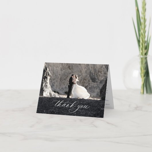  Blue Floral Wedding Foto Bedankkaart (Voorkant)