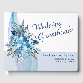 Blue Floral Wedding Guest Book Gastenboek