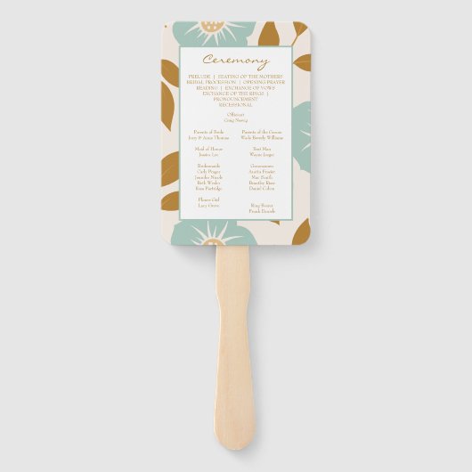 Blue Floral Wedding Handwaaier (Achterkant)