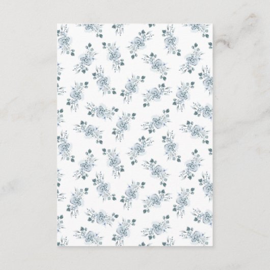 Blue Floral Wedding Informatiekaartje (Achterkant)