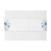 Blue Floral Wedding Invitation Belly Band Uitnodigingen Wikkel (Achterkant Voorbeeld)