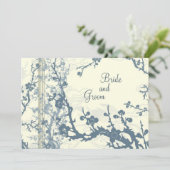 Blue Floral Wedding Invitation Card Kaart (Staand voorkant)