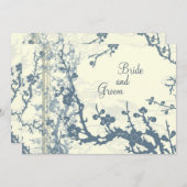 Blue Floral Wedding Invitation Card Kaart (Voorkant / Achterkant)