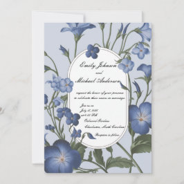 Blue Floral Wedding Invitation Kaart