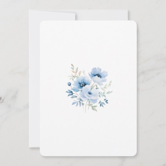 Blue Floral Wedding Invitation Kaart (Achterkant)