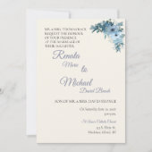 Blue Floral Wedding Invitation Kaart (Voorkant)