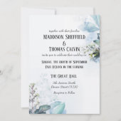 Blue Floral Wedding Invitation Kaart (Voorkant)