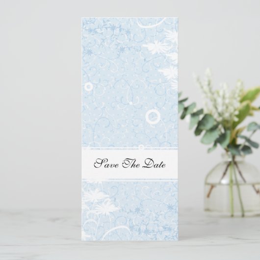 Blue Floral Wedding Invitation Kaart (Staand voorkant)
