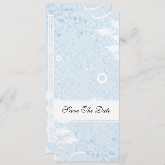Blue Floral Wedding Invitation Kaart (Voorkant / Achterkant)