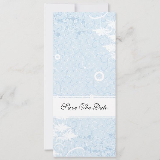Blue Floral Wedding Invitation Kaart (Voorkant)