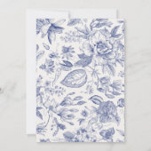 Blue Floral Wedding Invitation Kaart (Achterkant)