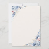 Blue Floral Wedding Invitation Kaart (Achterkant)