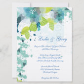 Blue Floral Wedding Invitation Kaart (Voorkant)