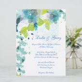 Blue Floral Wedding Invitation Kaart (Staand voorkant)
