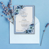 Blue Floral Wedding Invitation Kaart