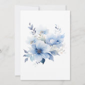 Blue Floral Wedding Invitation Kaart (Achterkant)