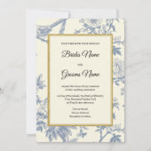 Blue Floral Wedding Invitation Kaart (Voorkant)